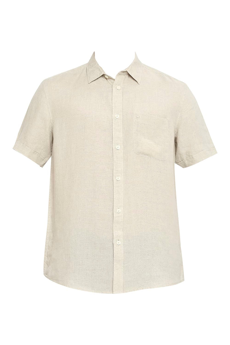 BASICS SLIM FIT LINEN HALFSLEEVES SHIRT