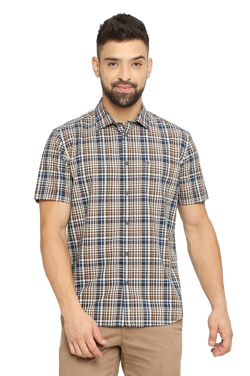 BASICS SLIM FIT COTTON CHECKS SHIRT