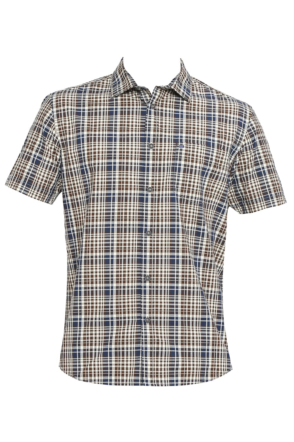 BASICS SLIM FIT COTTON CHECKS HALFSLEEVES SHIRT