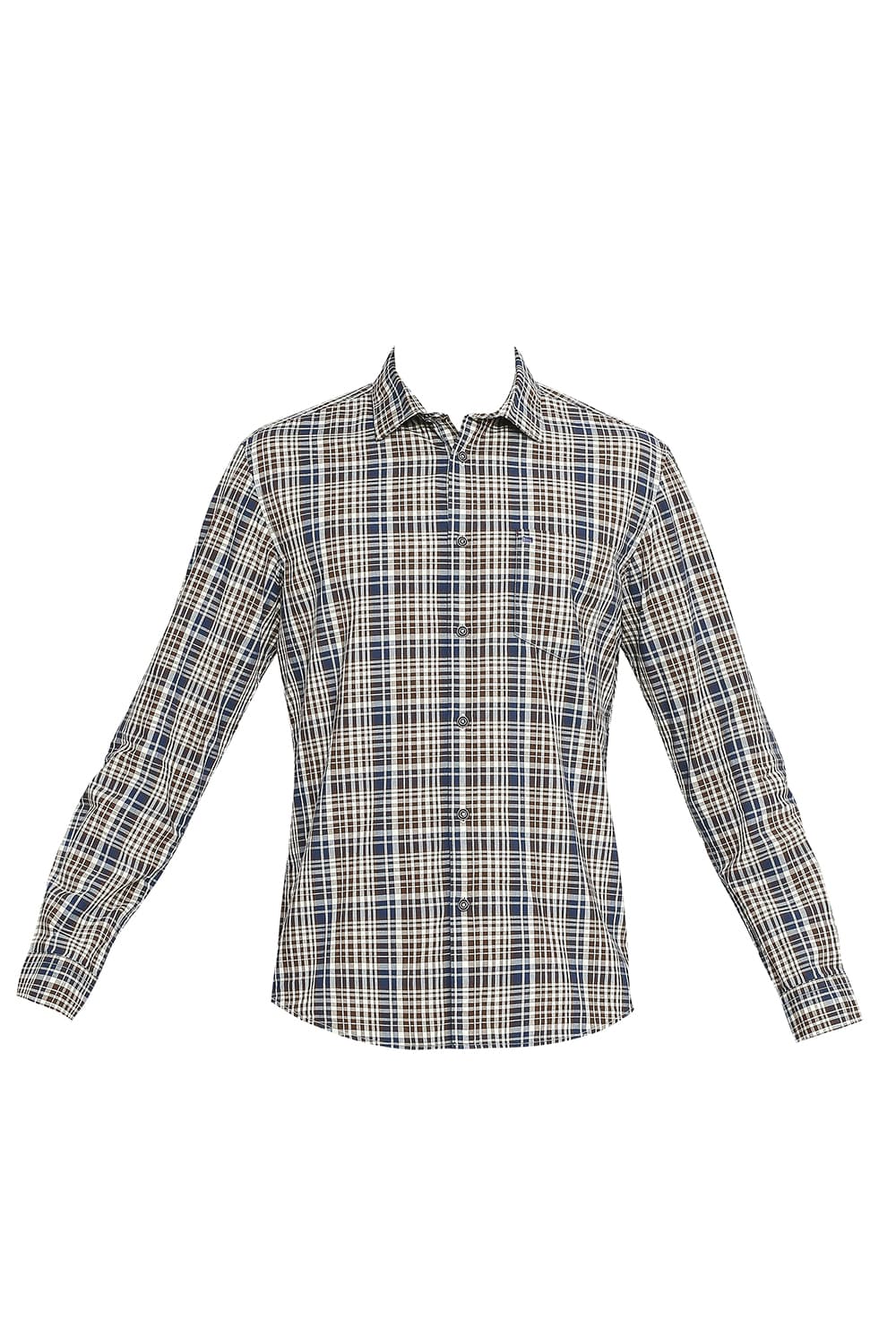 BASICS SLIM FIT COTTON CHECKS SHIRT