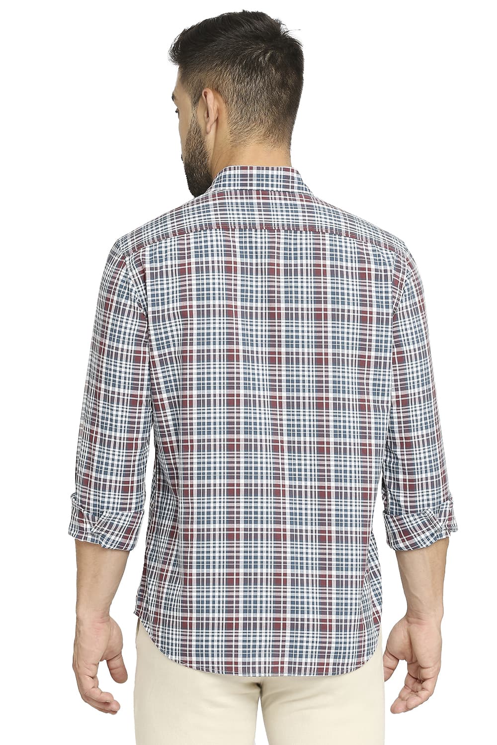 BASICS SLIM FIT COTTON CHECKS SHIRT