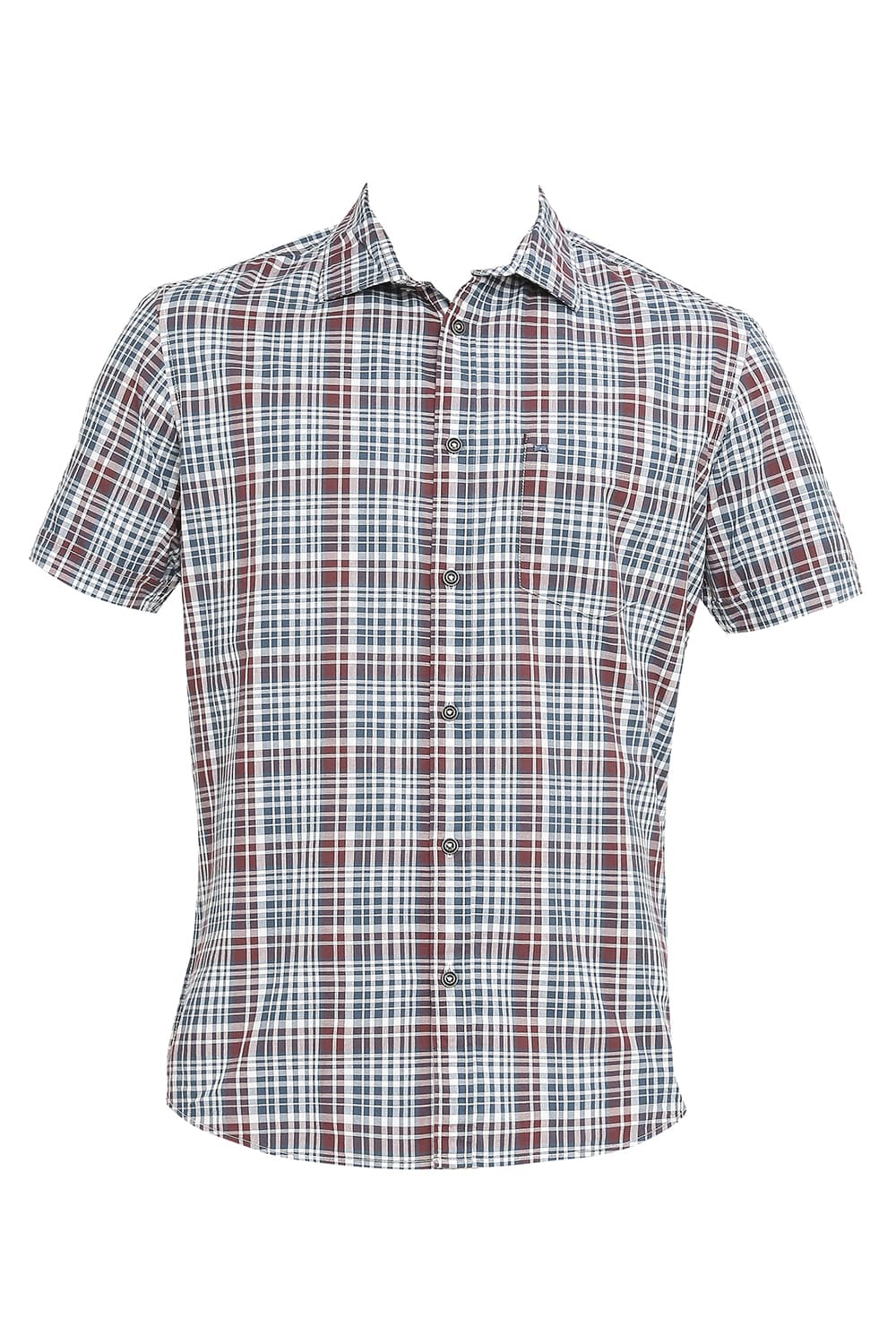 BASICS SLIM FIT COTTON CHECKS HALFSLEEVES SHIRT