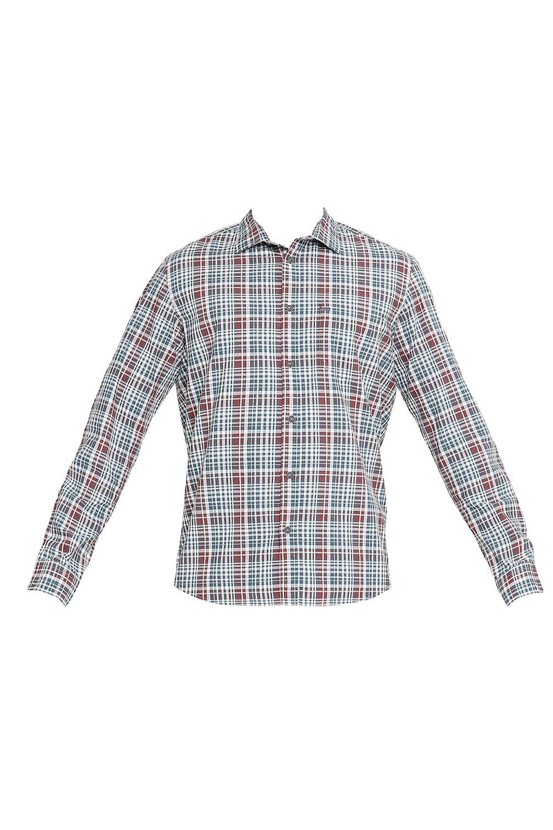 BASICS SLIM FIT COTTON CHECKS SHIRT