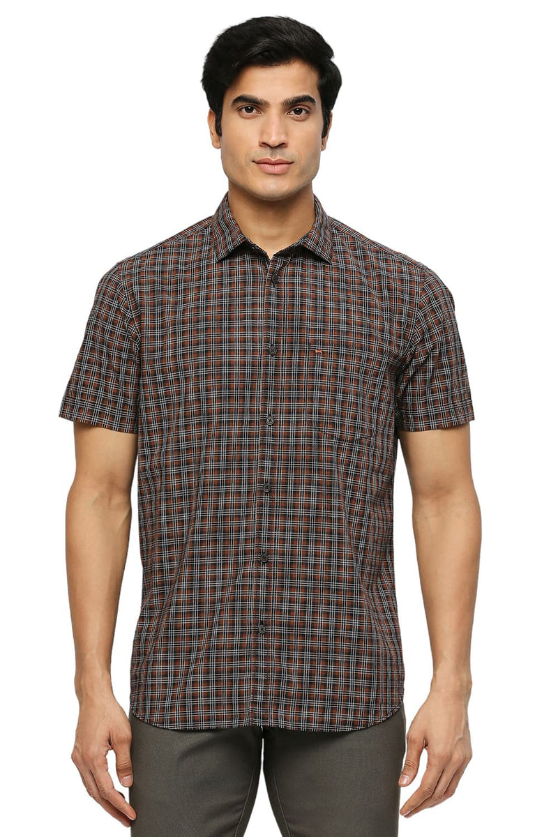 BASICS SLIM FIT COTTON CHECKS SHIRT