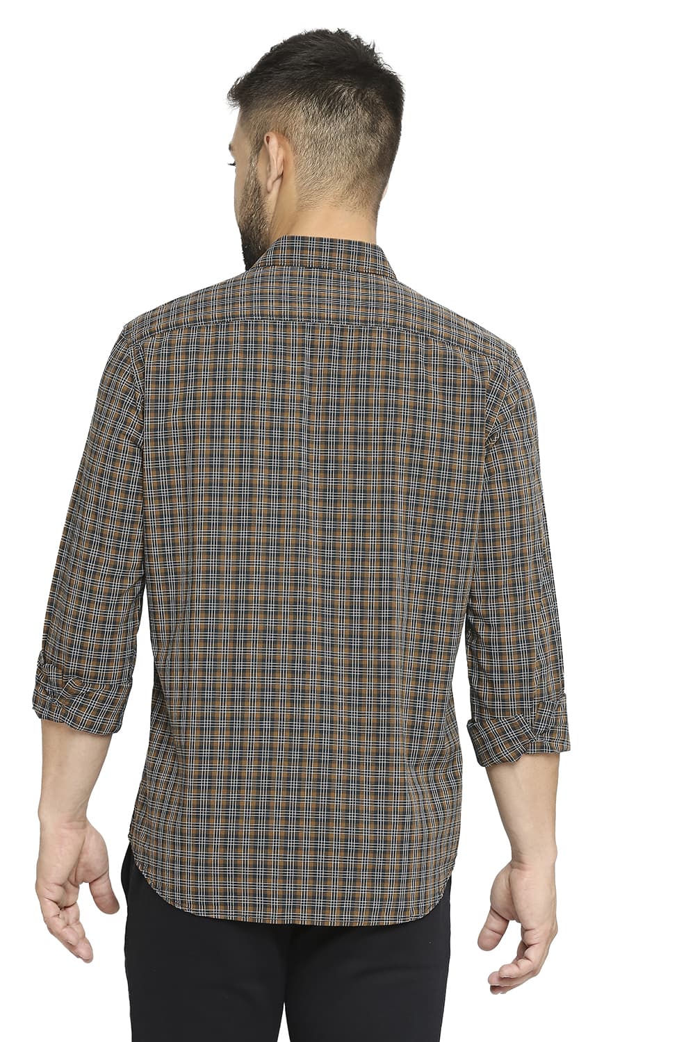 BASICS SLIM FIT COTTON CHECKS SHIRT