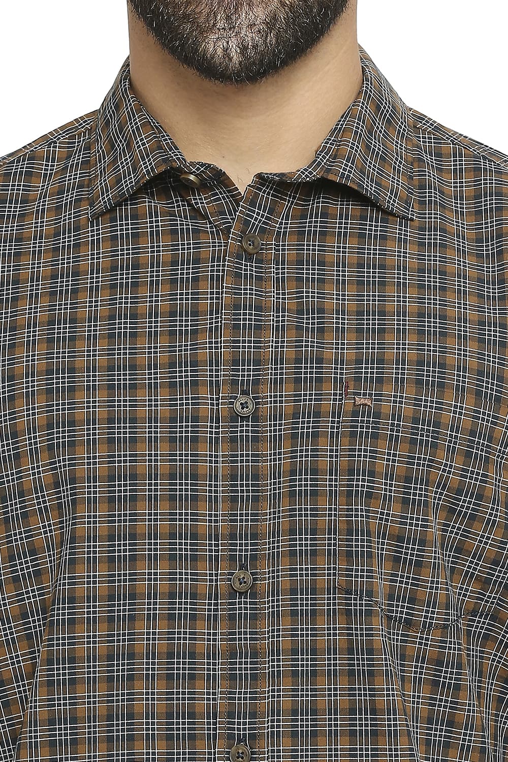 BASICS SLIM FIT COTTON CHECKS SHIRT