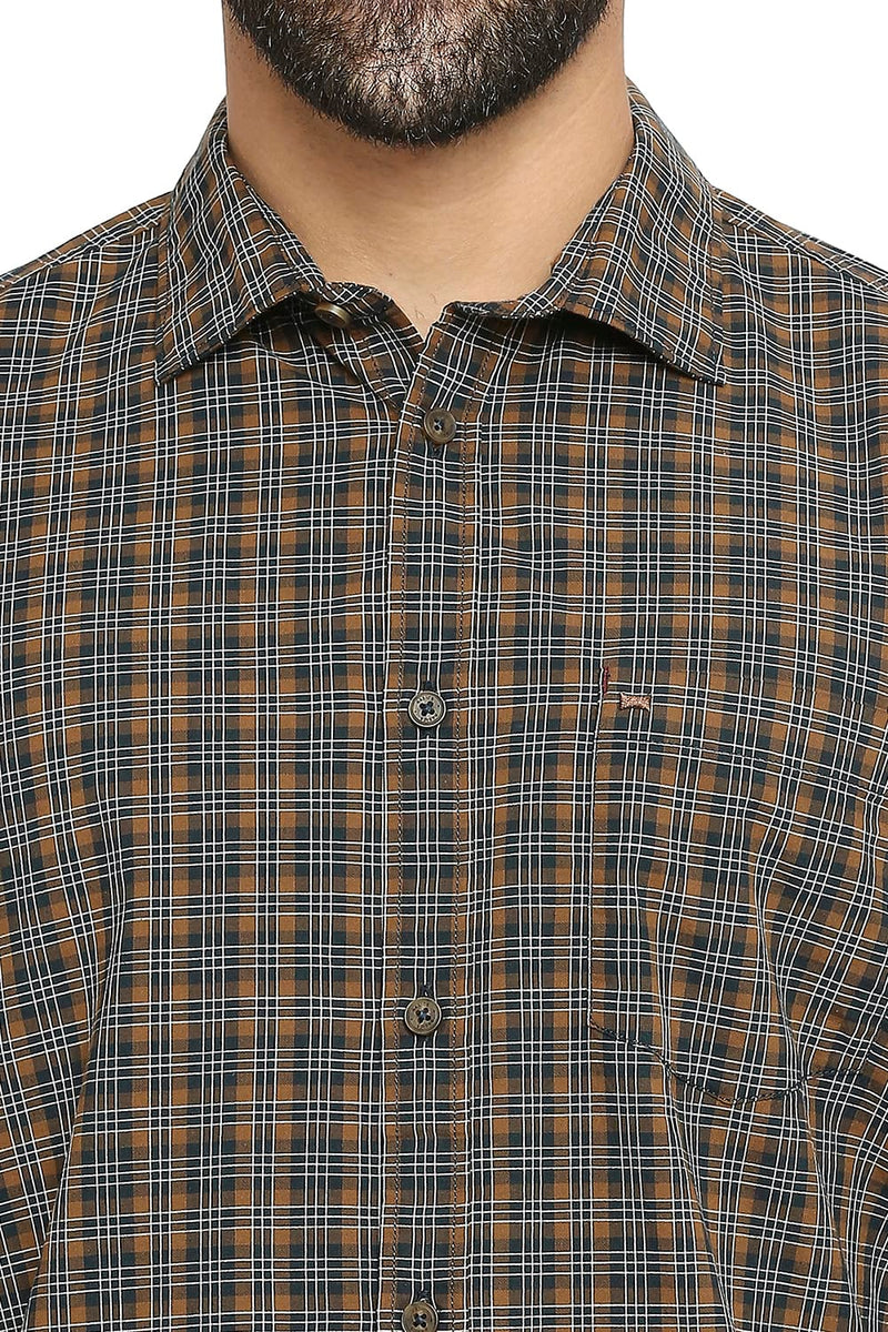 BASICS SLIM FIT COTTON CHECKS SHIRT