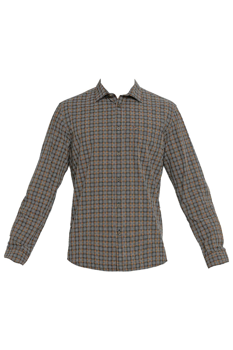 BASICS SLIM FIT INDIAN TEAL COTTON CHECKS SHIRT