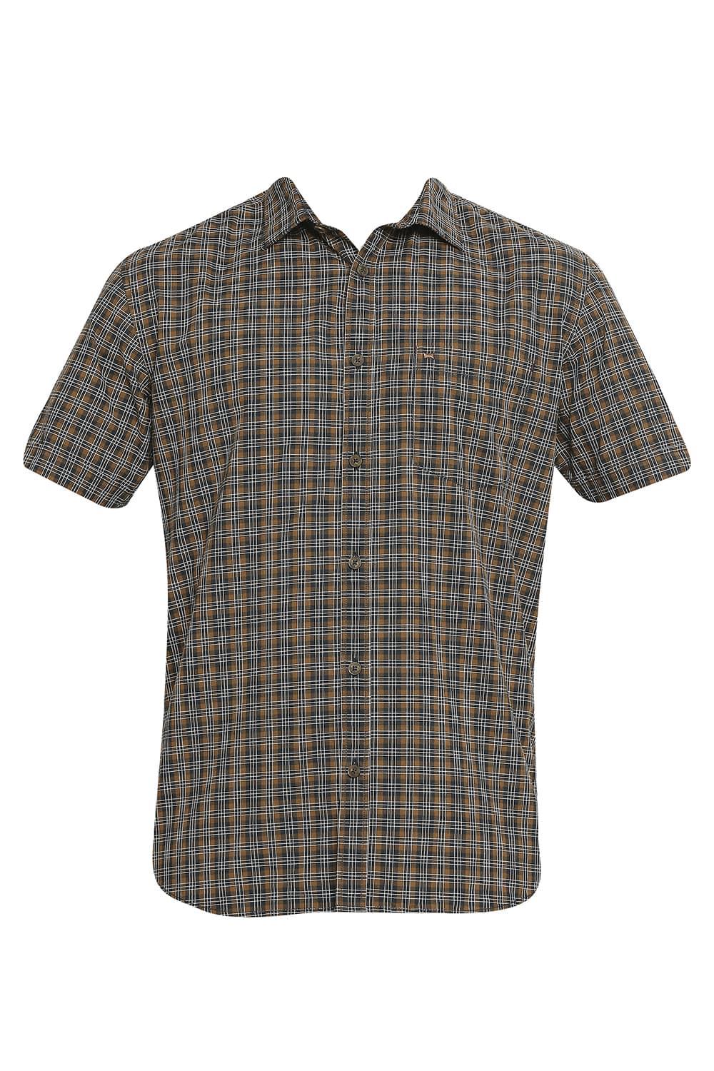 BASICS SLIM FIT COTTON CHECKS HALFSLEEVES SHIRT