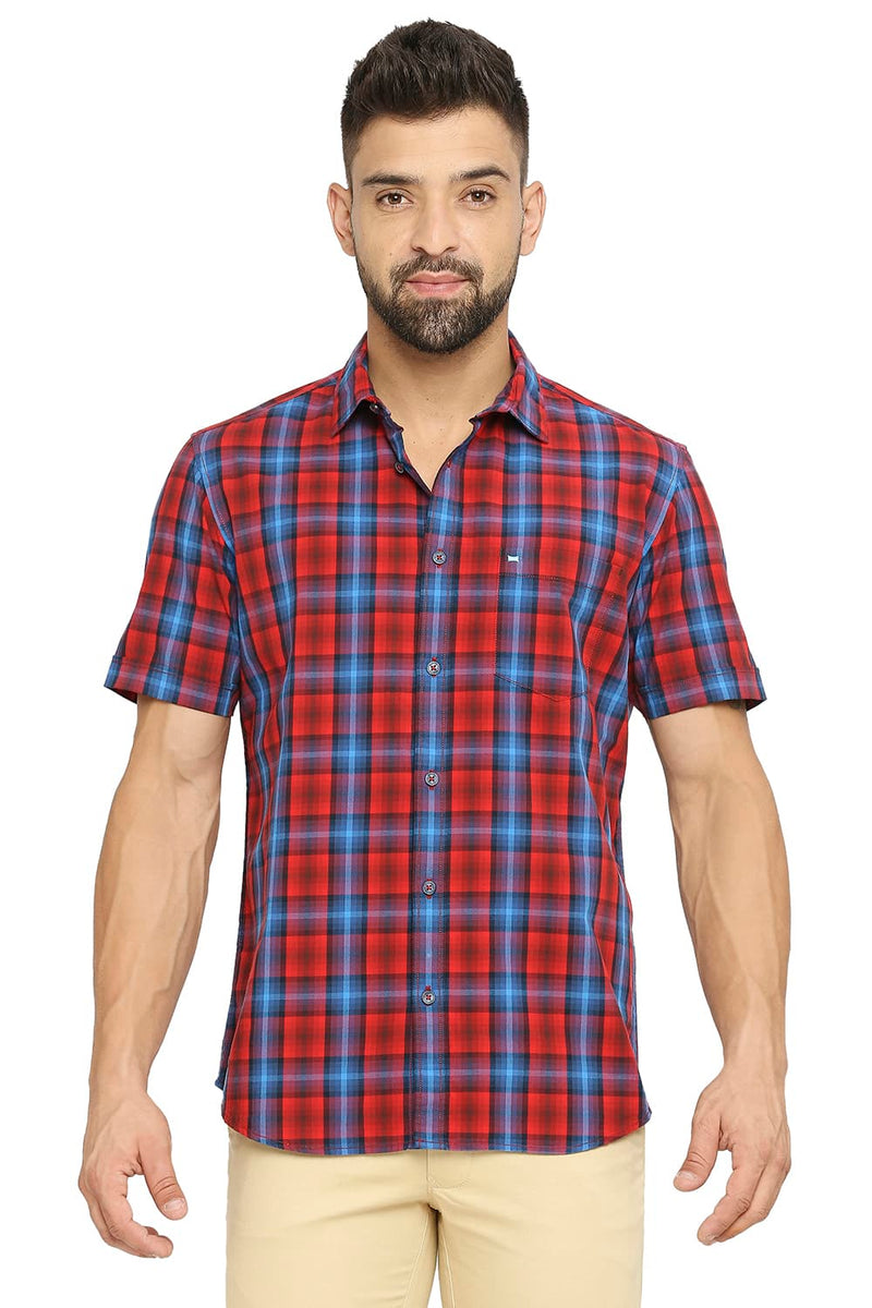 BASICS SLIM FIT COTTON CHECKS SHIRT