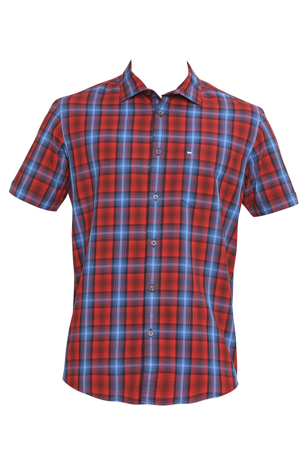 BASICS SLIM FIT COTTON CHECKS HALFSLEEVES SHIRT