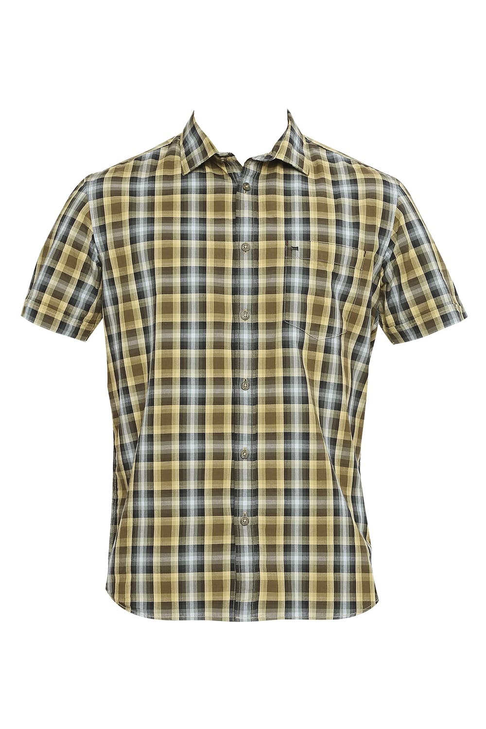 BASICS SLIM FIT COTTON CHECKS HALFSLEEVES SHIRT