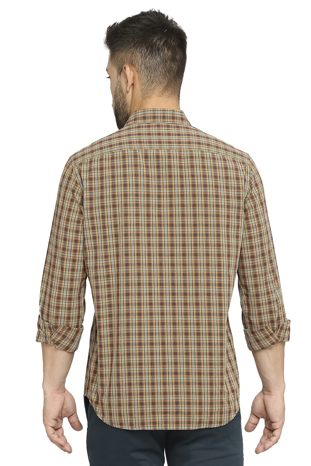 BASICS SLIM FIT COTTON CHECKS SHIRT