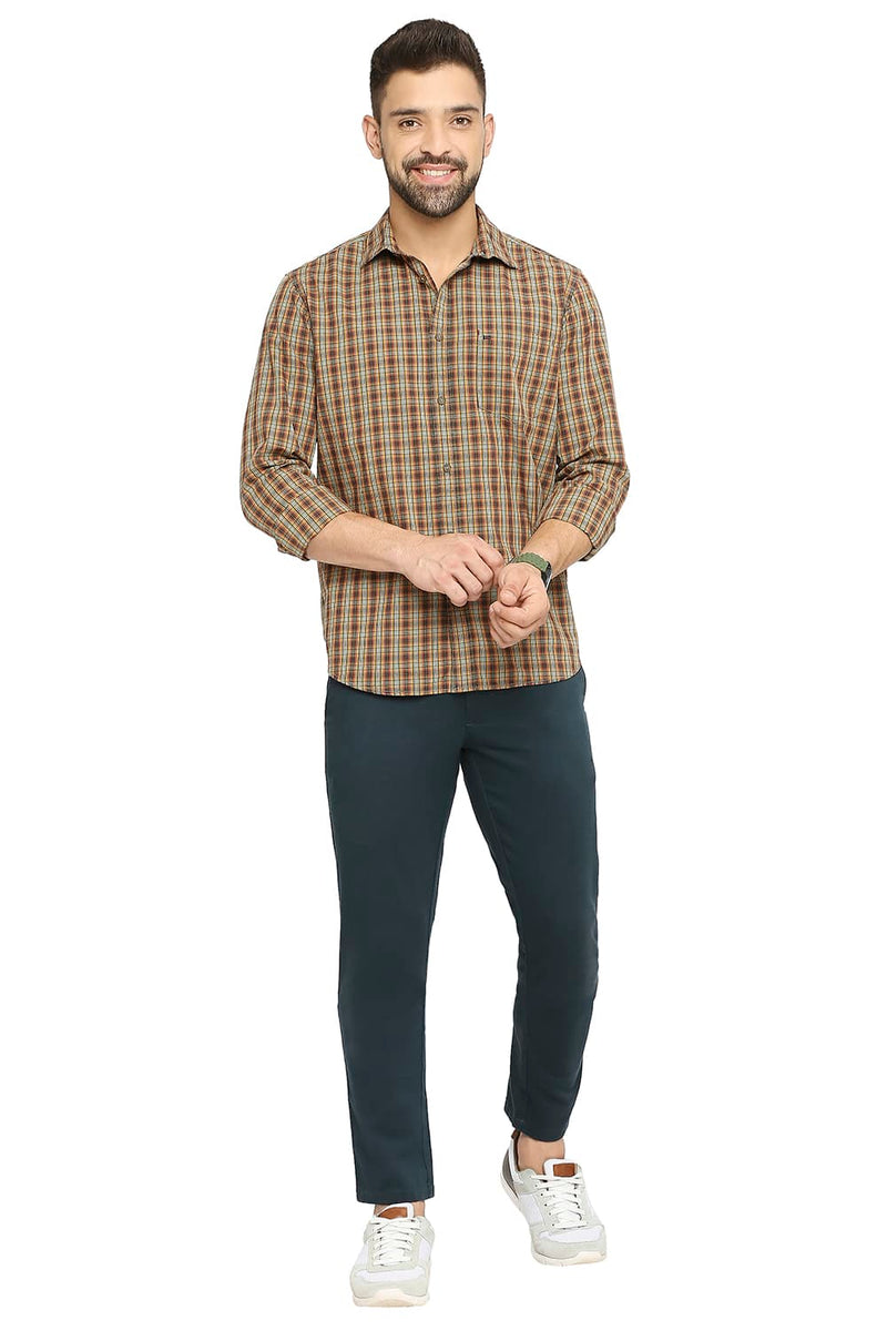 BASICS SLIM FIT COTTON CHECKS SHIRT