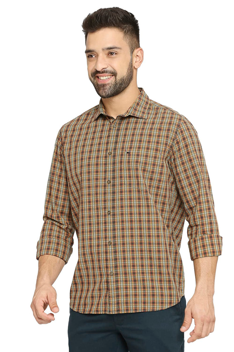 BASICS SLIM FIT COTTON CHECKS SHIRT