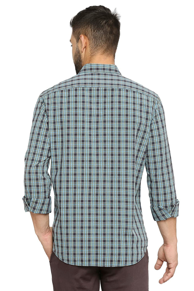 BASICS SLIM FIT COTTON CHECKS SHIRT