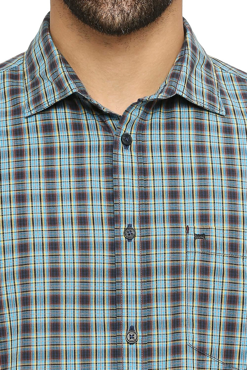 BASICS SLIM FIT COTTON CHECKS SHIRT