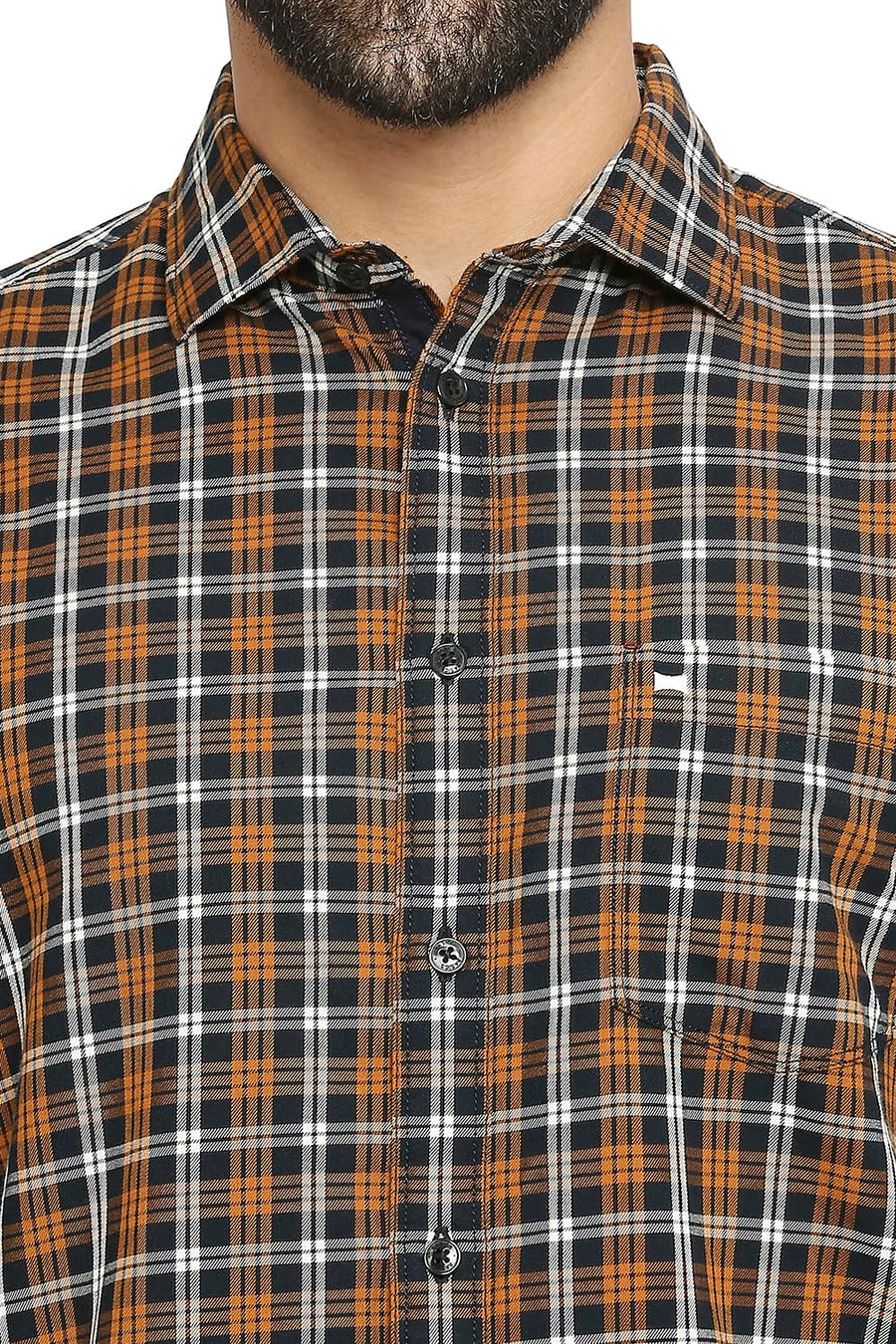 BASICS SLIM FIT OMBRE BLUE COTTON TWILL CHECKS SHIRT