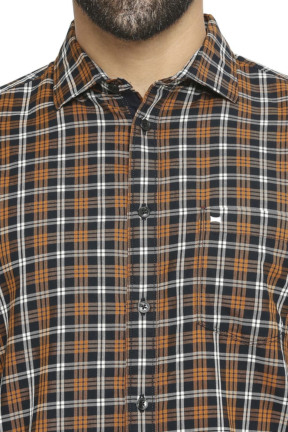 BASICS SLIM FIT COTTON TWILL CHECKS SHIRT