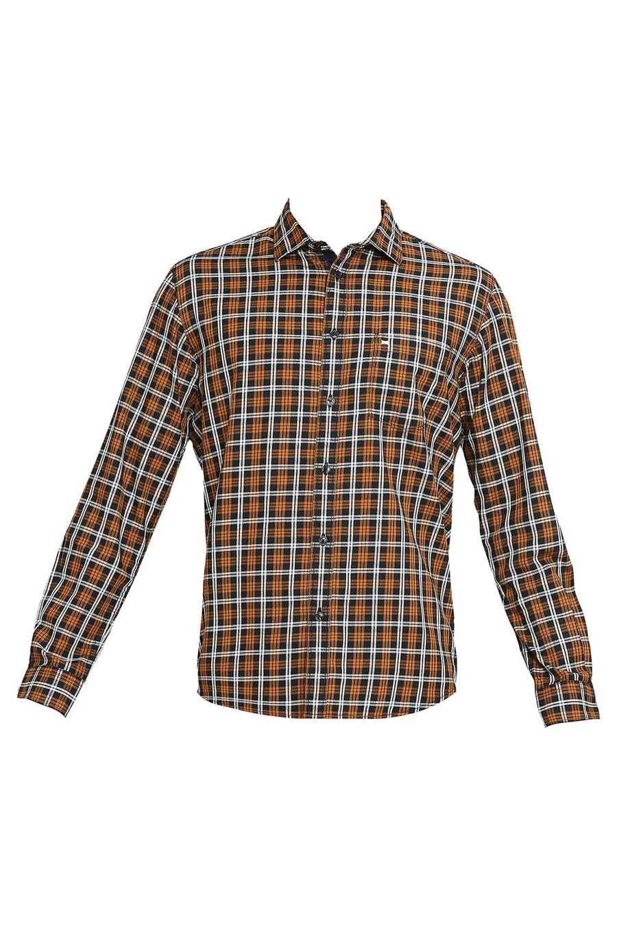 BASICS SLIM FIT OMBRE BLUE COTTON TWILL CHECKS SHIRT