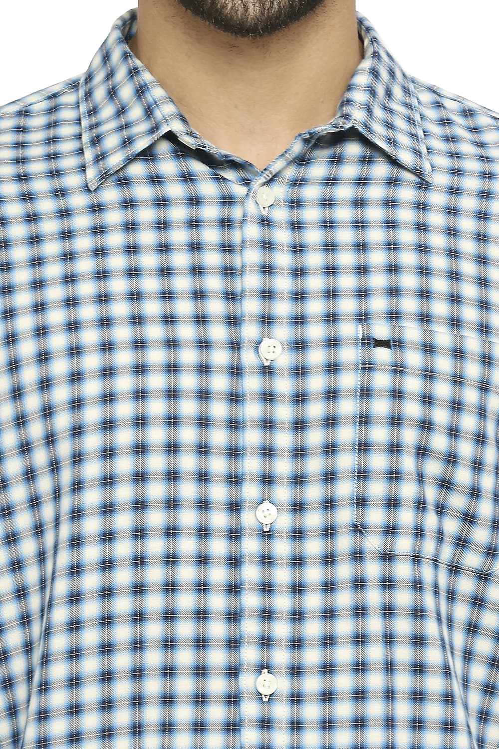 BASICS SLIM FIT COTTON TWILL CHECKS SHIRT