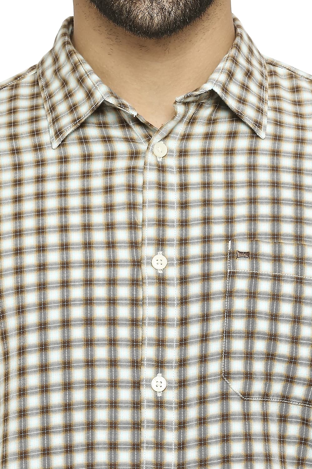 BASICS SLIM FIT COTTON TWILL CHECKS SHIRT