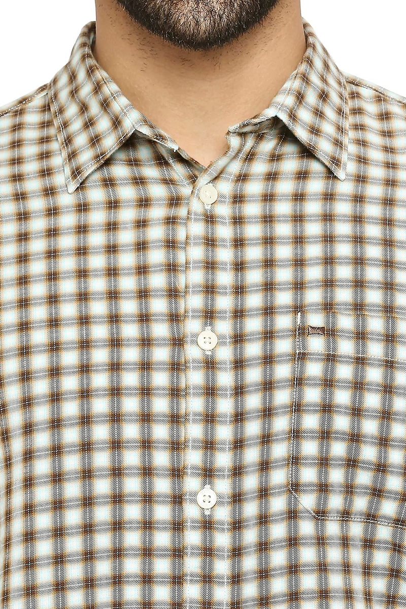 BASICS SLIM FIT COTTON TWILL CHECKS SHIRT