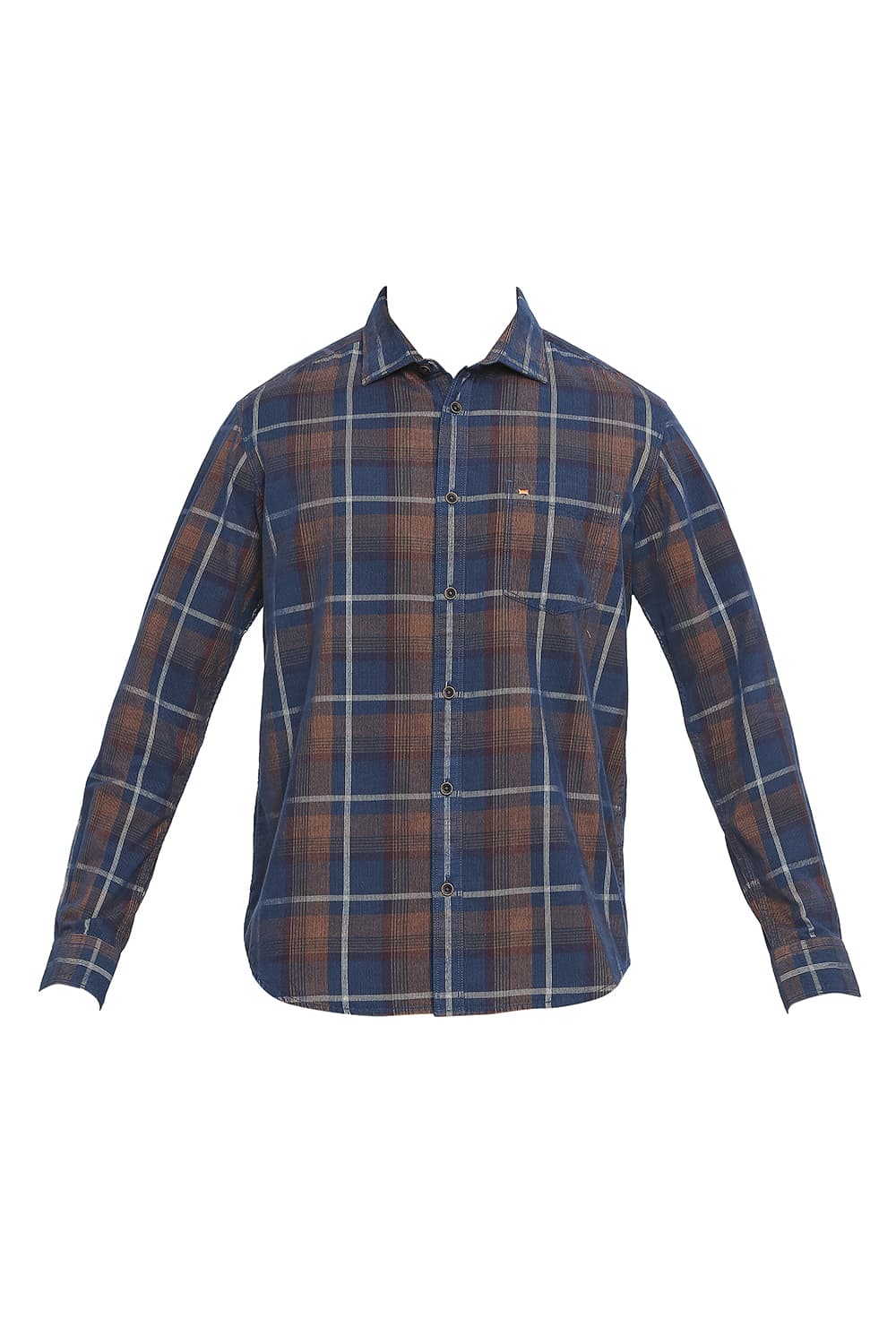 BASICS SLIM FIT COTTON CORDUORY CHECKS SHIRT