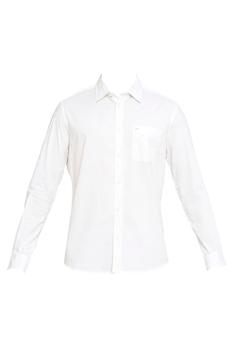 BASICS SLIM FIT CLOUD WHITE COTTON OXFORD SHIRT