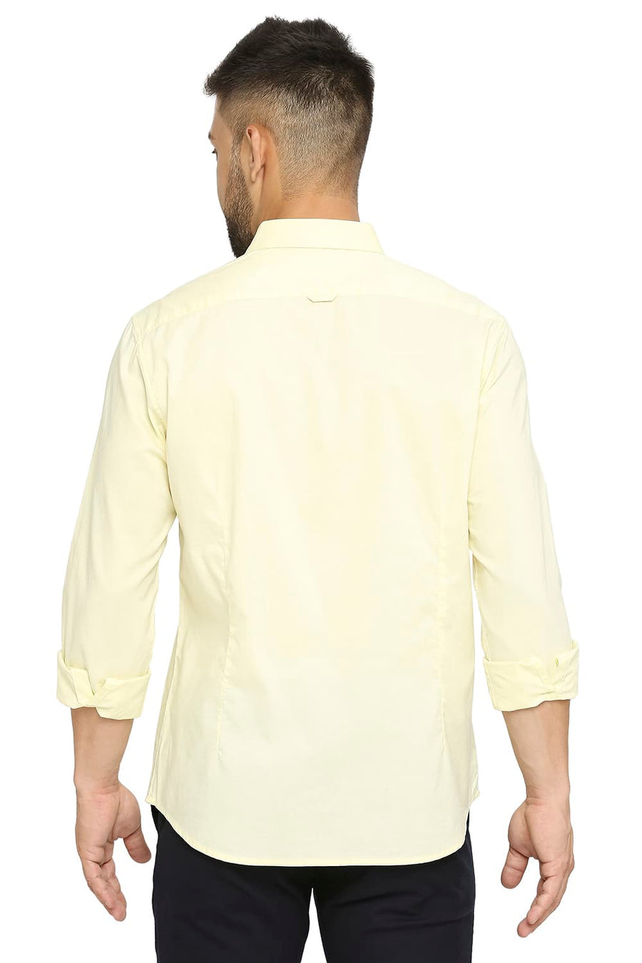 BASICS SLIM FIT TENDER YELLOW COTTON OXFORD SHIRT