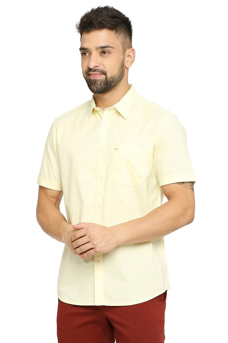 BASICS SLIM FIT COTTON OXFORD HALFSLEEVES SHIRT