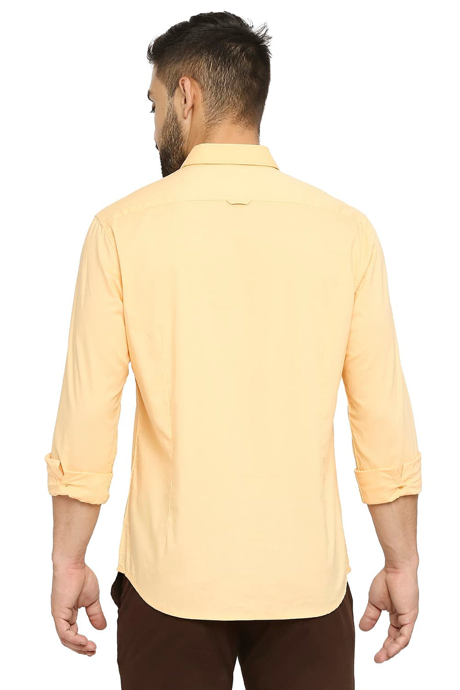 BASICS SLIM FIT APRICOT ORANGE COTTON OXFORD SHIRT