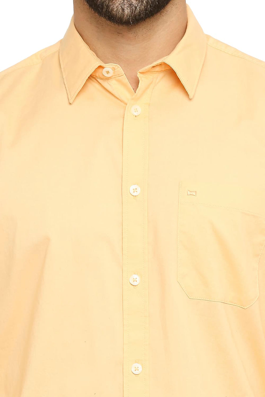 BASICS SLIM FIT APRICOT ORANGE COTTON OXFORD SHIRT
