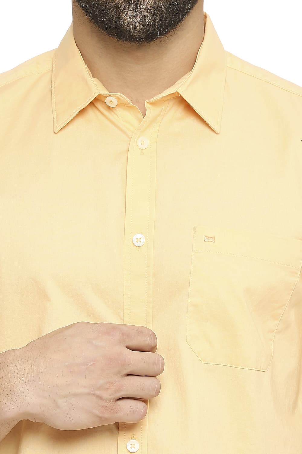 BASICS SLIM FIT COTTON OXFORD HALFSLEEVES SHIRT