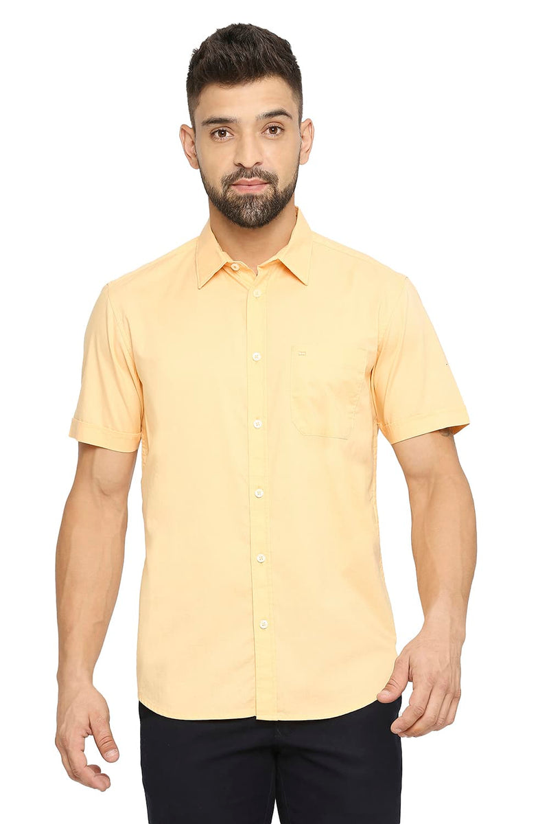 BASICS SLIM FIT COTTON OXFORD HALFSLEEVES SHIRT