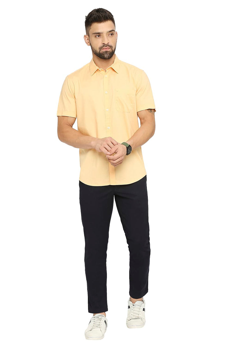 BASICS SLIM FIT COTTON OXFORD HALFSLEEVES SHIRT