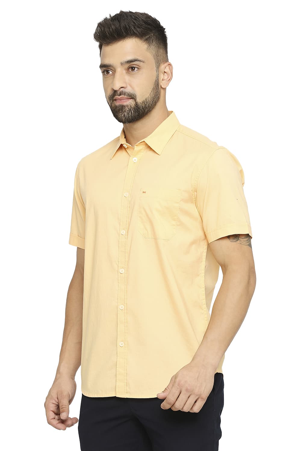 BASICS SLIM FIT COTTON OXFORD HALFSLEEVES SHIRT