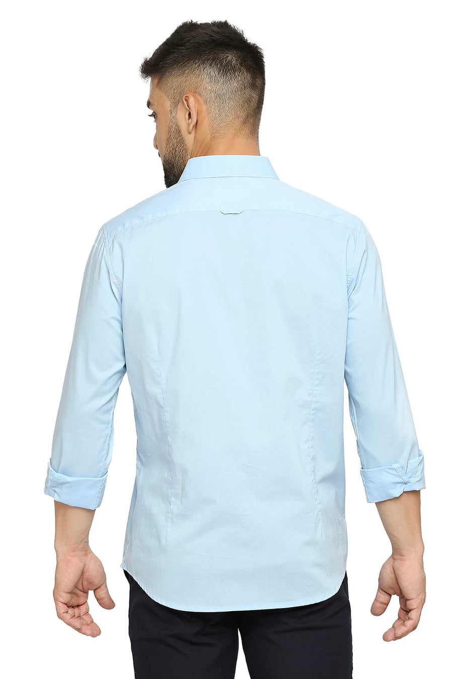 BASICS SLIM FIT AIRY BLUE COTTON OXFORD SHIRT