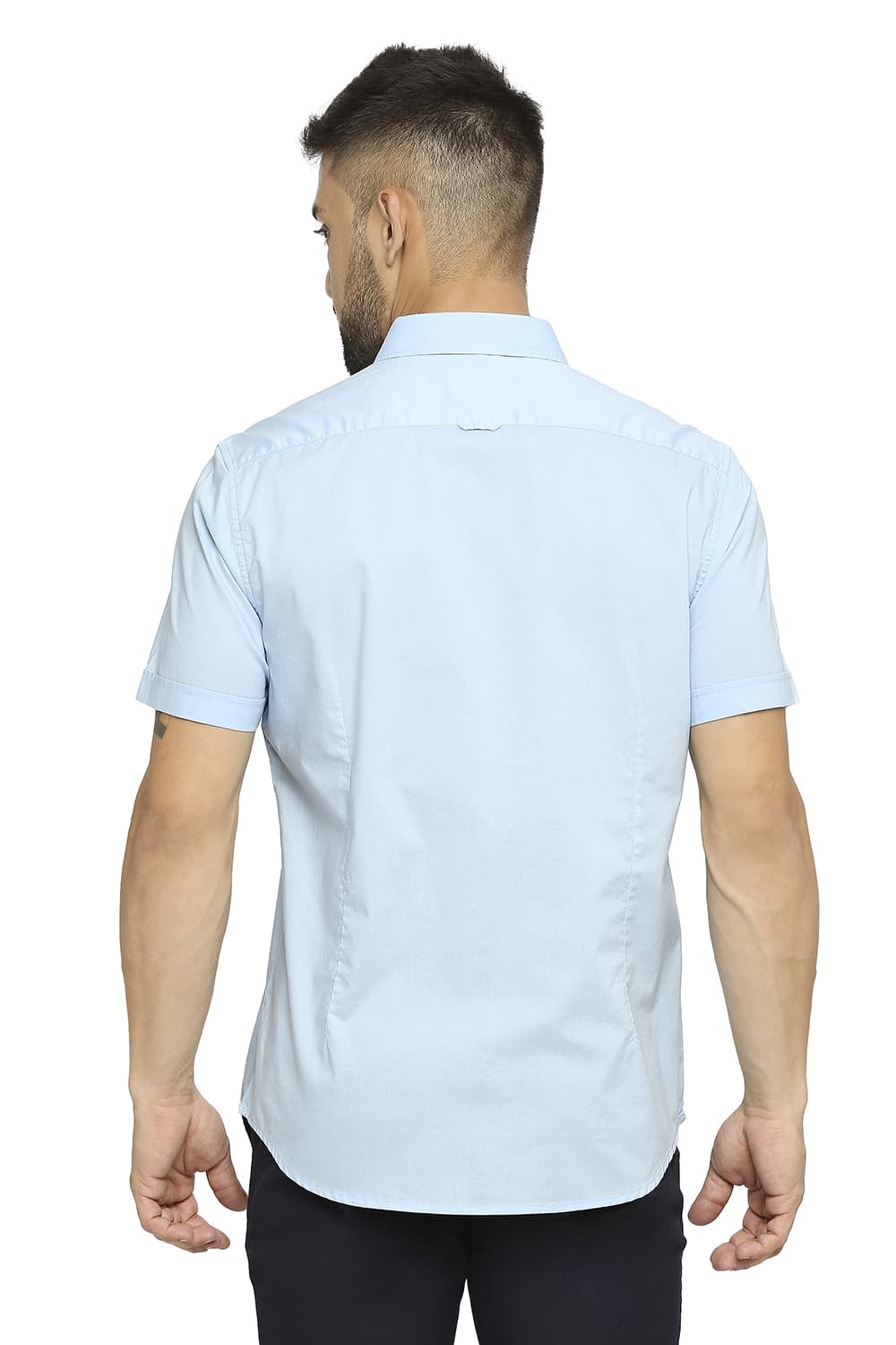 BASICS SLIM FIT COTTON OXFORD HALFSLEEVES SHIRT