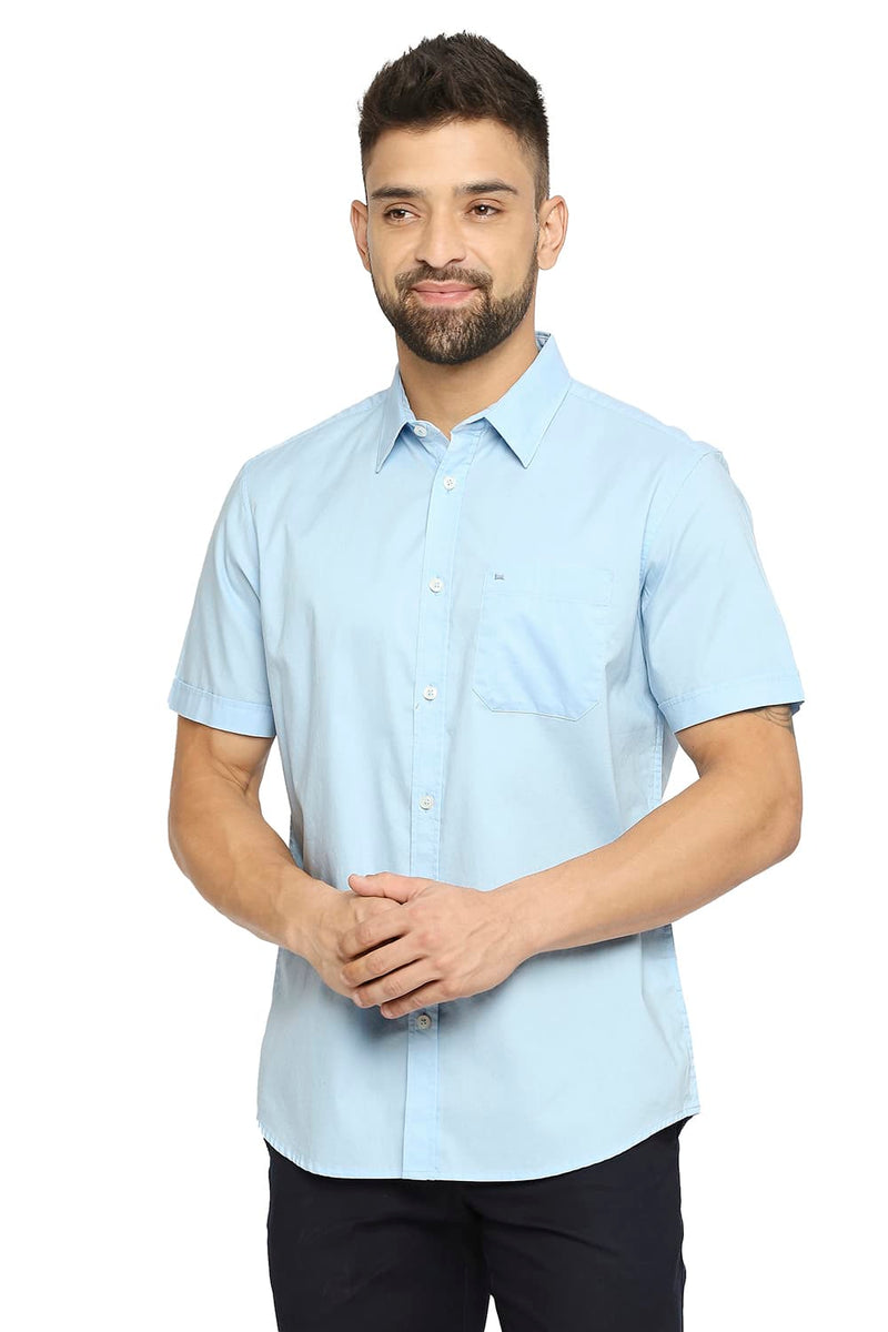 BASICS SLIM FIT COTTON OXFORD HALFSLEEVES SHIRT