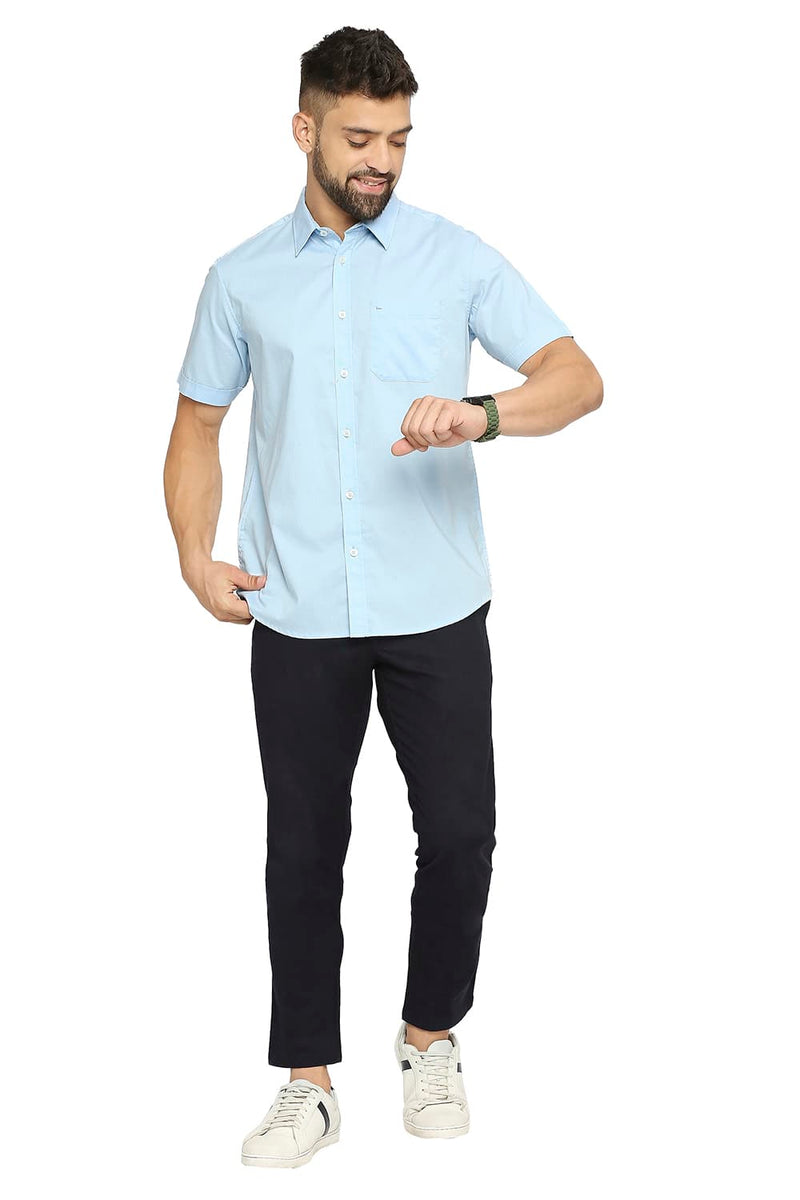 BASICS SLIM FIT COTTON OXFORD HALFSLEEVES SHIRT