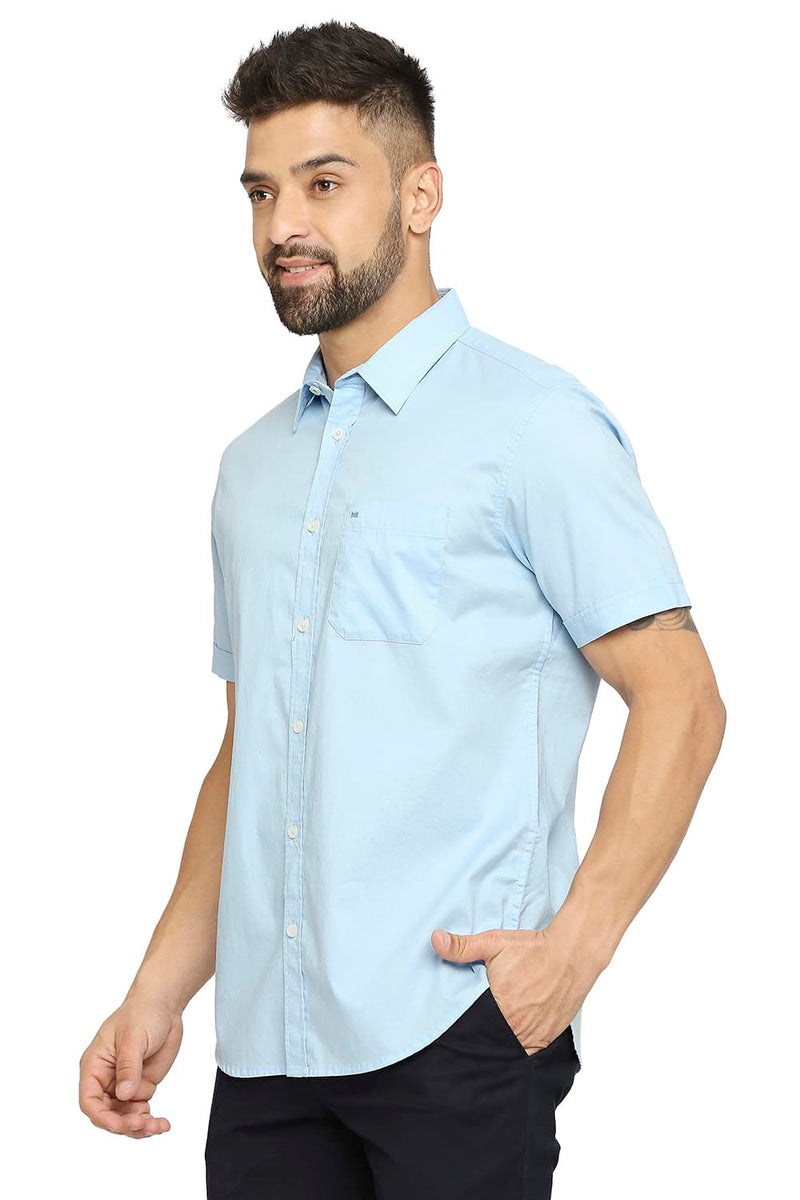 BASICS SLIM FIT COTTON OXFORD HALFSLEEVES SHIRT