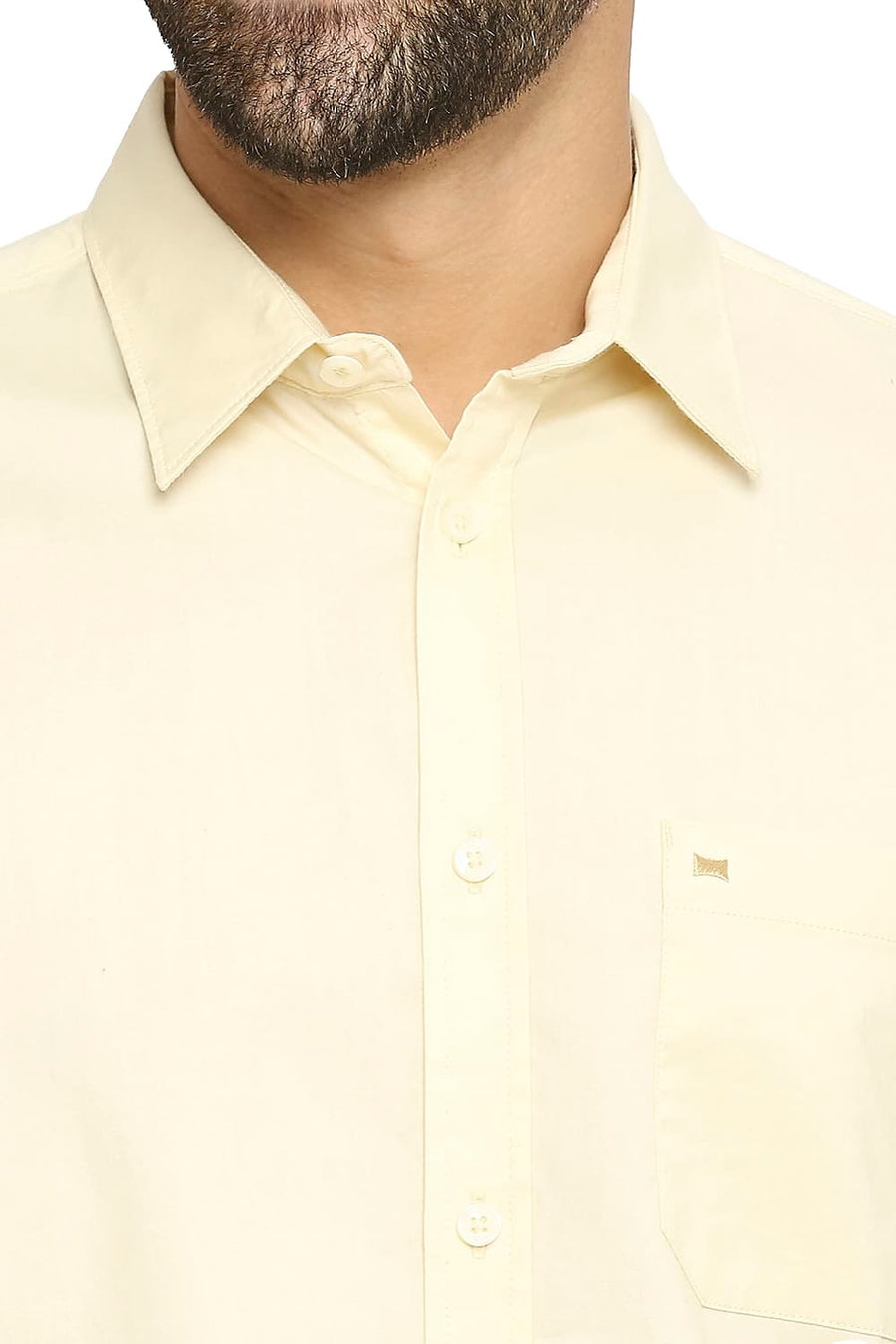 BASICS SLIM FIT GLEAM BEIGE COTTON OXFORD SHIRT