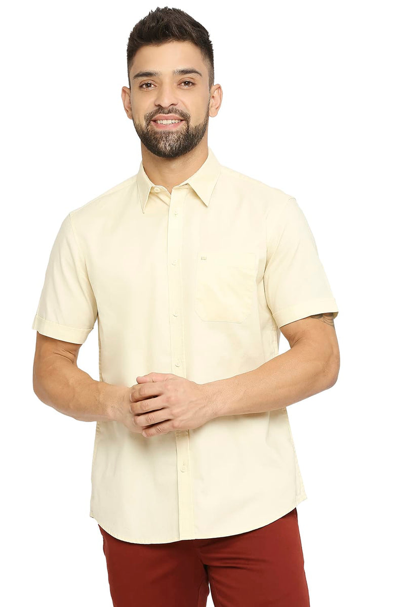 BASICS SLIM FIT COTTON OXFORD HALFSLEEVES SHIRT