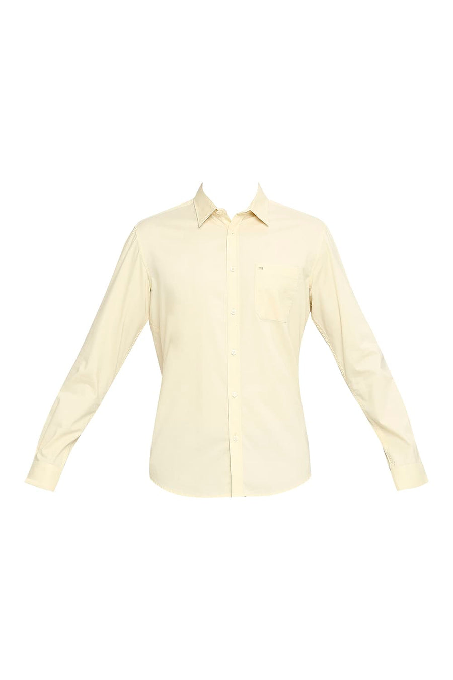 BASICS SLIM FIT GLEAM BEIGE COTTON OXFORD SHIRT
