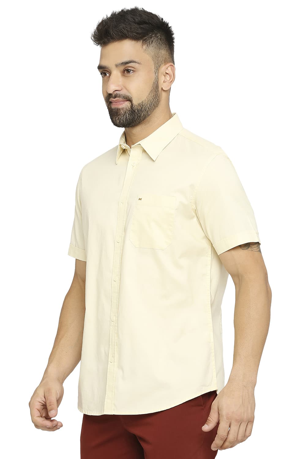 BASICS SLIM FIT COTTON OXFORD HALFSLEEVES SHIRT