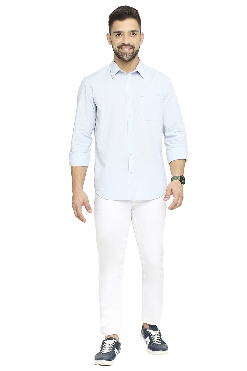 BASICS SLIM FIT COTTON SLUB SHIRT