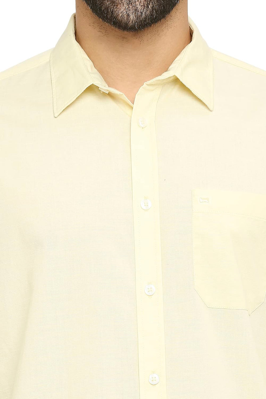 BASICS SLIM FIT ANISE YELLOW COTTON SLUB SHIRT