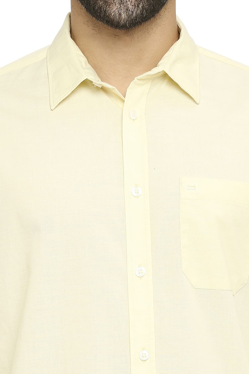 BASICS SLIM FIT COTTON SLUB SHIRT