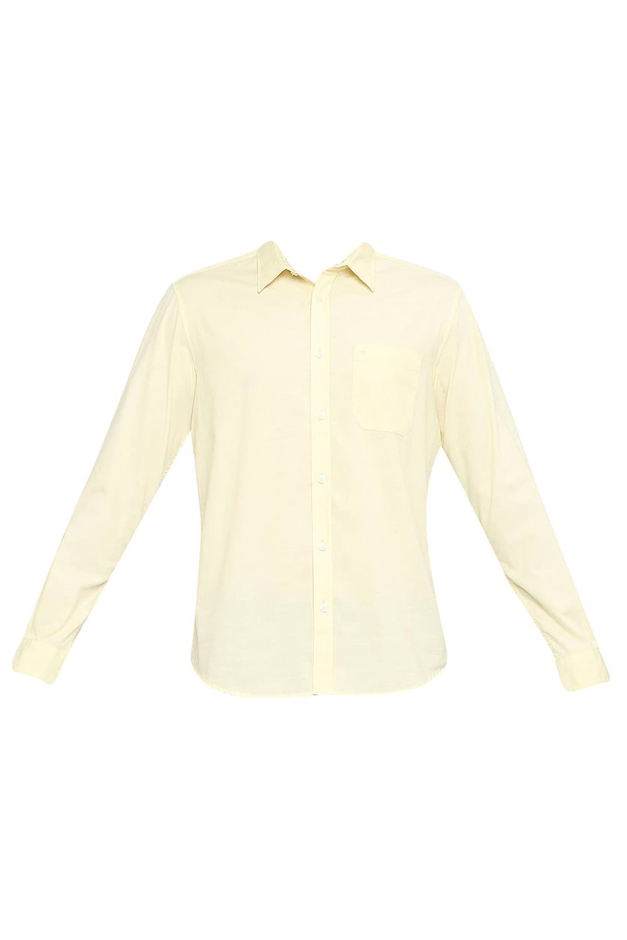 BASICS SLIM FIT ANISE YELLOW COTTON SLUB SHIRT